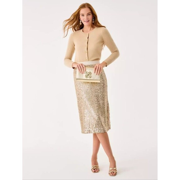 Lilly Pulitzer Dresses & Skirts - LILLY PULITZER Kendrick Midi Skirt in Gold Sequin NWT Sz 2